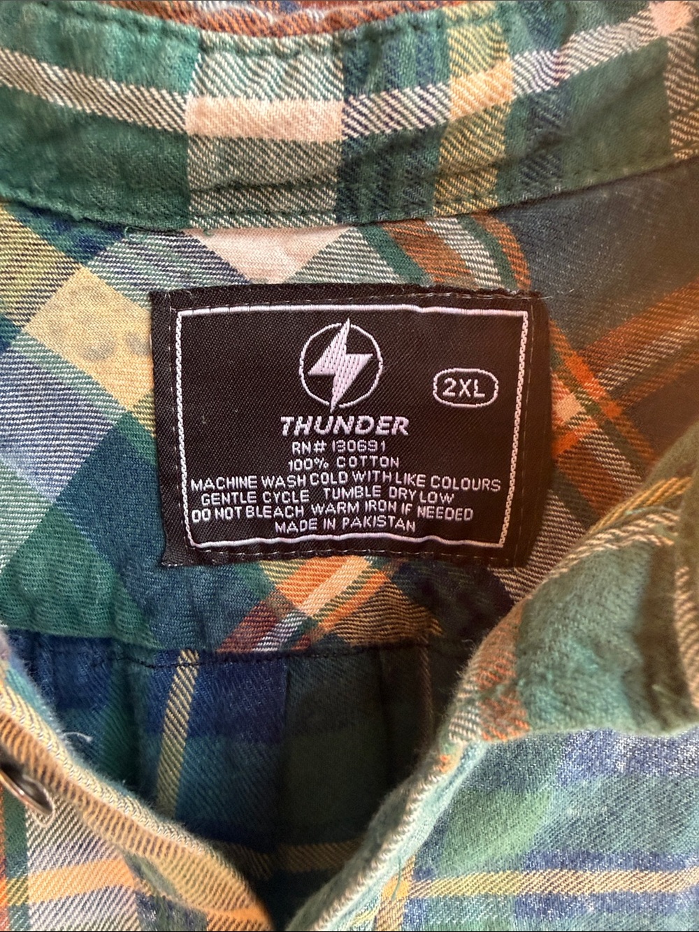 Thunder Brand Plaid Flannel Shirt with Lace and Denim Details - Picture 3 of 9